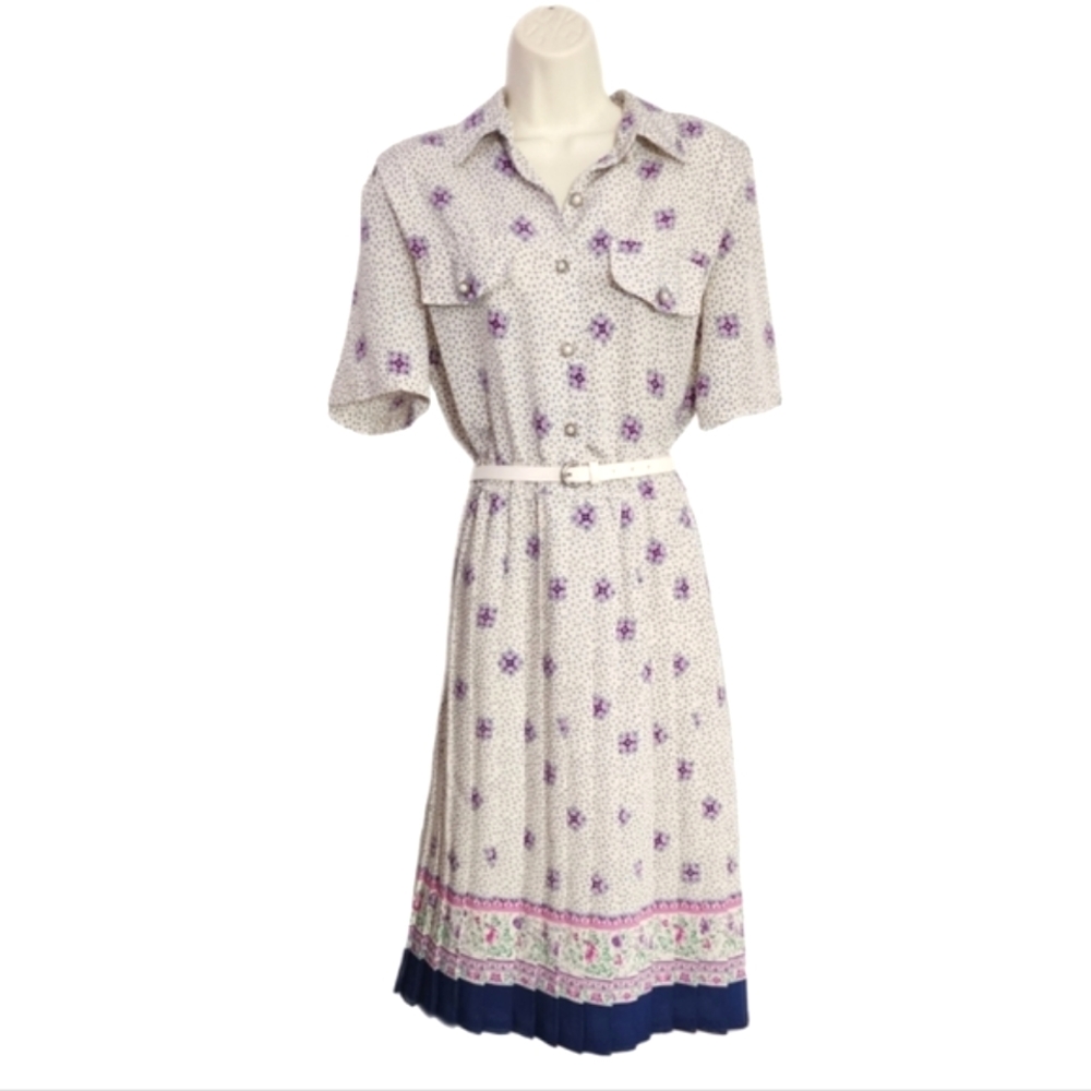 Breli Originals Dress Union Made Vintage Floral Secretary Off White Size 12
